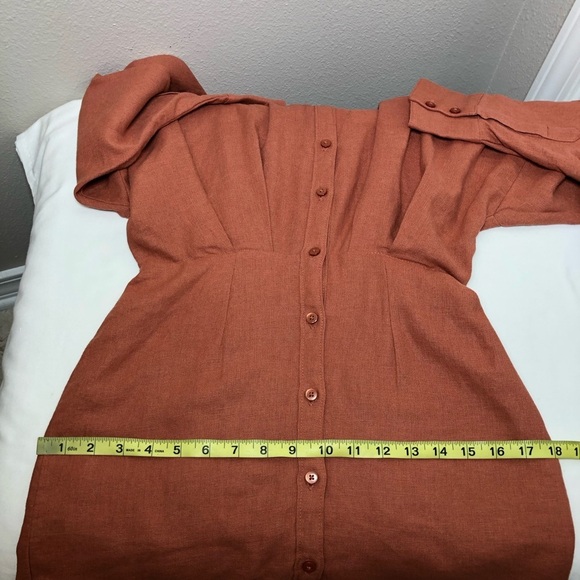 Abercrombie & Fitch Linen Button Down Lined Long Sleeve Rusty Shirt Dress XSP - Picture 15 of 16